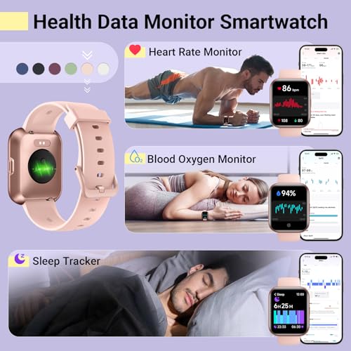 Smartwatch for Women, Compatible with Android & iPhone, 1.8'' Fitness Tracker Watch with Alexa, Call & Notification Alerts, Heart Rate & Sleep Monitor, 120 Sports Modes, Waterproof Watch for Women