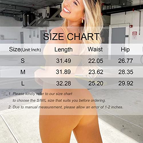 SZKANI Butt Lifting Leggings for Women Booty High Waisted Workout Yoga Pants Scrunch Butt Gym Seamless Booty Tight((C-Seamless)-Yellow,Medium)