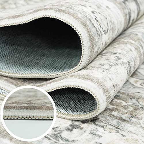 YOUFORTONG Runners for Hallways Soft Kitchen Rug Non Slip Rug Runner with Rubber Backing for Bathroom Washable Non Shedding Farmhouse Runner Rug (Beige, 2X7)