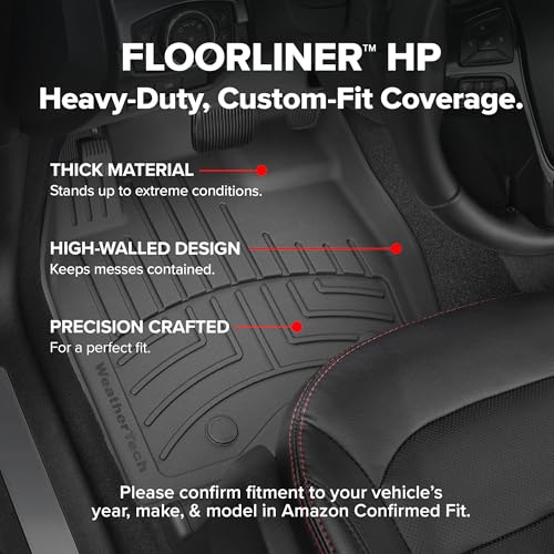 WeatherTech FloorLiner HP Custom Fit Floor Mats for Silverado 1500, LTD, 2500HD/3500HD, Sierra 1500, 2500HD/3500HD, Limited - 1st & 2nd Row (441436-1-5IM), Black