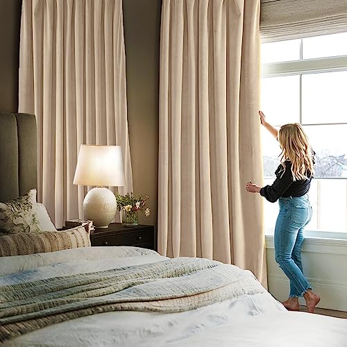 MIULEE 100% Blackout Velvet Curtains 108 Inches Long Olive Green Curtain Drapes for Luxury Bedroom Living Room Darkening Thermal Insulated Grommet Curtains for Light Blocking Set of 2