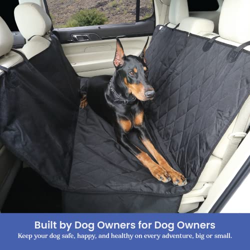 4Knines Dog Seat Cover with Hammock for Fold Down Rear Bench Seat 60/40 Split and Middle Seat Belt Capable - Heavy Duty - Black Extra Large - for Full Size Trucks and Large SUVs