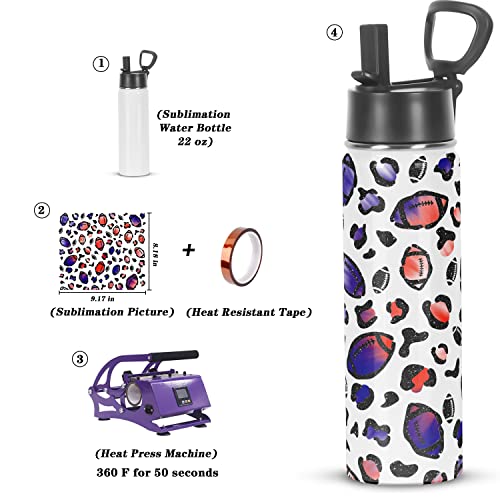 Draheri Sublimation Sports Water Bottle blanks, 22 Oz Sublimation Tumblers, Double Wall Stainless Steel Sports Water Bottle Flask with Portable Handle, Individually Boxed (8 Pack)