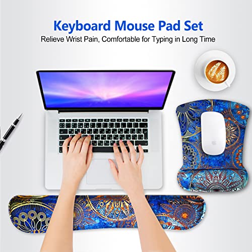 ToLuLu Keyboard Mouse Pad Wrist Rest Set, Gel Ergonomic Mouse Pads for Computer Laptop Office Home, Comfortable Mousepad Keyboard Wrist Support Memory Foam for Easy Typing Pain Relief, Nice Sunflower