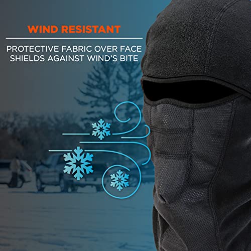 Ergodyne N-Ferno 6823 Balaclava Ski Mask, Wind-Resistant Face Mask, Hinged Design, Each, Black, One Size