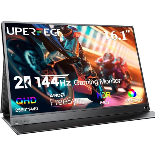 UPERFECT Portable Monitor 2K 144Hz 16.1" Portable Gaming Monitor for Laptop 2560x1440P QHD FreeSync HDR Ultra Slim Travel Monitor External Second Screen for PC Phone Game Console with Cover Stand