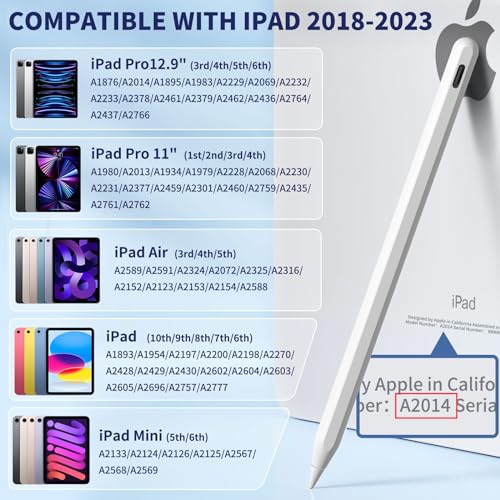 iPad Pencil 9th&10th Generation, Fast Charge Stylus Pen for iPad Palm Rejection and Tilt Sensitivity, Compatible with iPad Pro 11/12.9in, iPad Mini 5/6, iPad 6/7/8/9/10, iPad Air 3/4/5 (Blue)