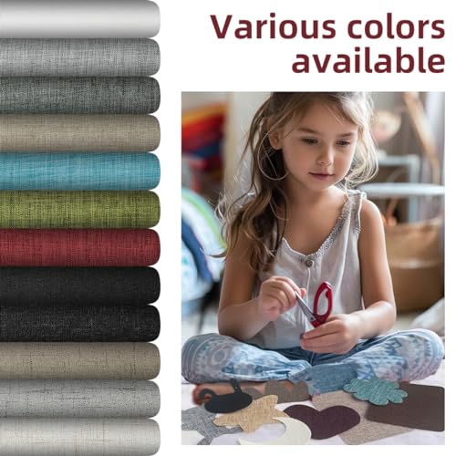 TXSN Linen Repair Patches, Self-Adhesive Linen Fabric Patches, Large Size 8X11 inch Repair Sofa Patches, Pack of 2 Beige Striped