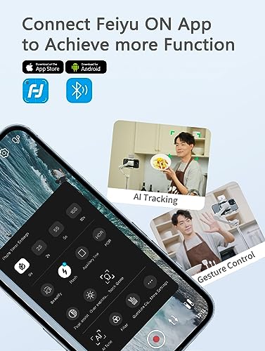 FeiyuTech VB 4 Smartphone Gimbal with 8.4''Extendable Rod,AI Tracking,Gesture Control,Foldable&Portable Gimbal Stabilizer for Vlog YouTube TikTok Live Video Record,iPhone&Android,Max 0.57lb
