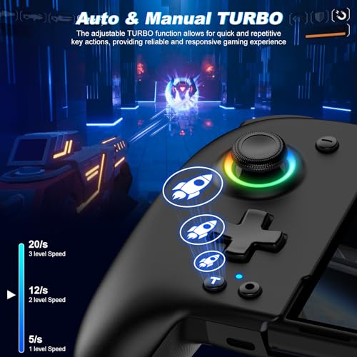 LIFUFUTEE Switch Controllers, Wireless Switch Pro Controller Replacement for Nintendo Switch Controller/OLED, Hall Effect One-Piece Joypad Controller with RGB/Programmable/Dual Vibration/Turbo/Wakeup