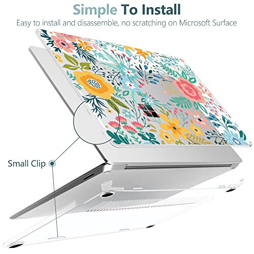 TWOLSKOO Case for 13.5" Microsoft Surface Laptop 5/4/3 with Metal Palm Rest Model 1951/1868, Plastic Hard Shell Case with Screen Protector + Keyboard Cover + Dust Plug, Tropical Leaves X505