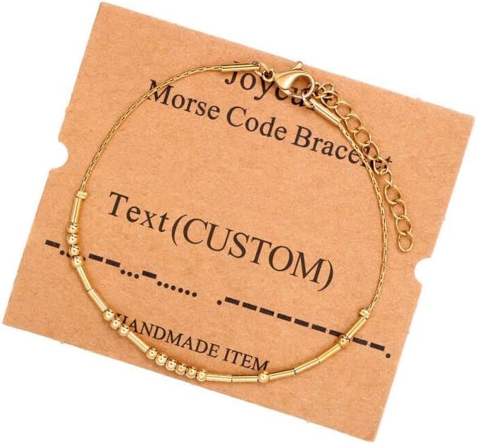 JoycuFF Blessed Morse Code Bracelets for Women Mother Daughter Friend Inspirational Motivational Encouragement Stianless Steel Jewelry Gifts Silver Bracelet