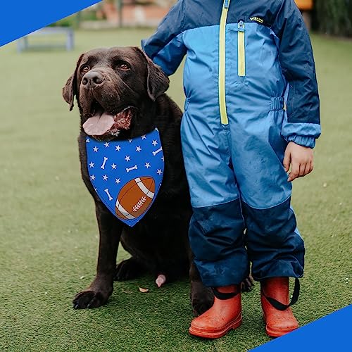 Liboom Football and Baseball Dog Bandanas 2 Pack,Blue Pet Scarf for Boy and Girl,Thanksgiving Holiday Bandana for Small or Large or Extra Large Dogs (X-Large),Premium Durable Fabric