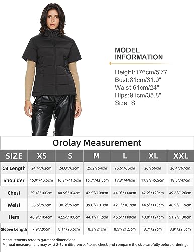 Orolay Women's Warm Insulated Vest Lightweight Stand Collar Cap Sleeve Jacket Zip up Gilet with Pockets Black Small