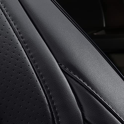 Huidasource Wrangler JK Seat Cover Front Pair, Waterproof Leather Front Car Seat Protector, JK Seat Cushion Fit for Jeep Wrangler JK 2-Door/4-Door Sahara Sport Rubicon 2007-2017(Front Pair/Black)