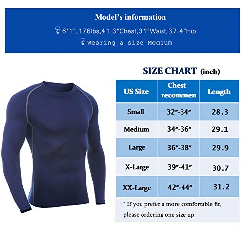 SILKWORLD Men's Thermal Long Sleeve Compression Running T-Shirts Cold Weather Workout Sports Baselayer Top,B3_3pack_Black+White+Navy Blue,Medium