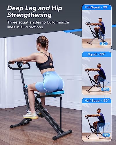 MERACH Squat Machine, 2 in 1 Squat Rowing Machine, Easy Setup & Foldable Exercise Equipment, Glute Trainer Machine, Glutes & Leg Home Workout Machine