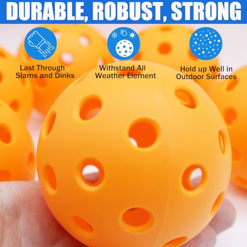 Magicorange Pickleball Balls, 6 Pack 40 Holes Outdoor Pickleballs, High Elasticity & Durable Pickle Balls for All Style Pickleball Paddles (Multicolour)