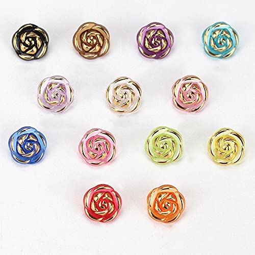 30 Pcs Acrylic Rose Flower Buttons Shirt Buttons Sewing Accessories DIY Crafts (Yellow-Green, 12.5mm)