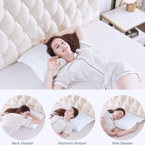 OSBED Shredded Memory Foam Pillows Standard Size Set of 2, Cooling Pillows for Sleeping 2 Pack, Adjustable Loft Bed Pillows, Firm or Soft Pillows for Side, Back, Stomach, Hot Sleepers (20"x 26")