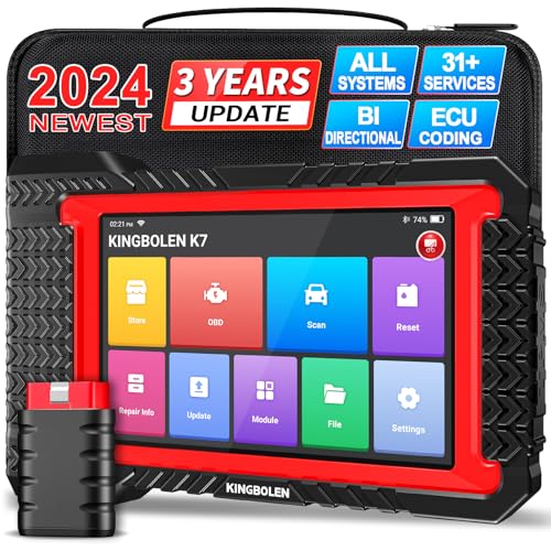 KINGBOLEN K7 OBD2 Scanner Bluetooth: 3-Year Fr-ee Update, 2024 Bidirectional Scan Tool with ECU Coding, 31+ Resets, FCA AutoAuth, Crankshaft Relearn/Active Test, Car Diagnostic Scanner for All Systems