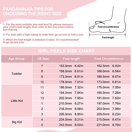 PANDANINJIA Girls Dress Shoes Kids Toddler Heels Pumps Flower Girl Mary Jane School Wedding Party Princess Shoes (Pink Glitter, 4 M US Big Kid)