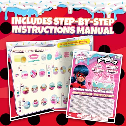 Miraculous Ladybug - Sprinkles n' Slimy Birthday Cake Creations - Slime Kit for Girls and Boys, Role Play Toys for Kids with Cake Stand, Light Clay, Toppings, Decorations and Cooking Tools (Wyncor)