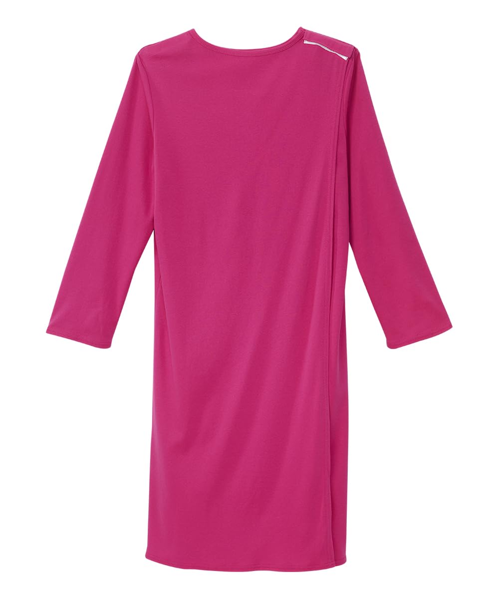 Silverts Hospital Gowns for Women Open Back, Night Gowns for Elderly Women, Adaptive Clothing for Seniors, Hospice Care Supplies, Hospital Robe, Old Lady Dress - Extreme Pink LGE