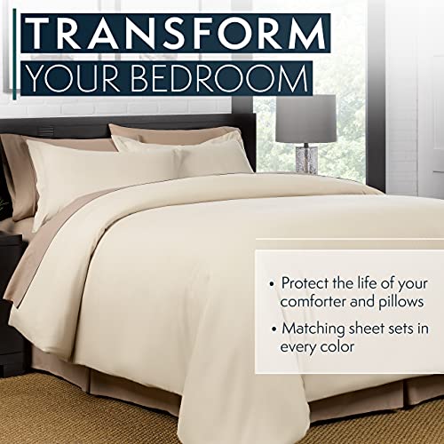 HC Collection Duvet Cover - White King Size Duvet Cover - 3 Piece Soft Breathable Microfiber Duvet Cover Set with Zipper Closure & 2 Pillow Shams