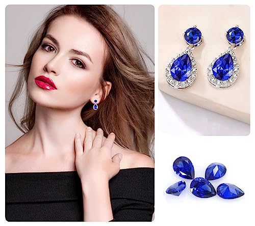 VONSSY Drop Dangle Earrings | Gemstones Waterdrop Teardrop White Gold Plated Crystal Hanging Cubic Zirconia Hypoallergenic Earrings | Stylish Jewelry Gift for Mother Daughter Wife (Dark Blue)