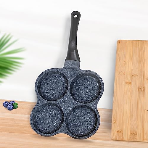 Buecmue Rustless Egg Frying Pan | 4-Cup Nonstick Easy Clean Egg Cooker Omelet Pan For Breakfast Swedish Pancake, Plett, Crepe Pan Gas Stove and Other Stoves Cookware