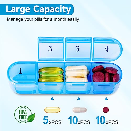 Zoksi Monthly Pill Organizer 1 Times a Day, 30 Day Pill Box Organizer,One Month Pill Case for Travel, 31 Day Daily Medcine Container for Vitamins, Supplement & Medication(Black)