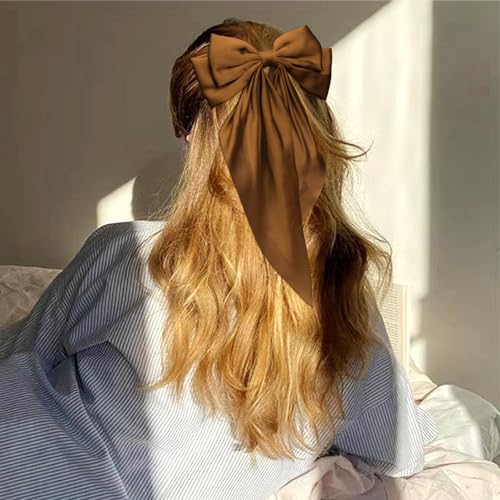2 Pack Hair Bows for Women, Silky Satin Hair Bows Hair Ribbons Large Bow Hair Clips, Cute Hair Bow Clips Bow Hair Barrettes Hair Accessories for Women Girls