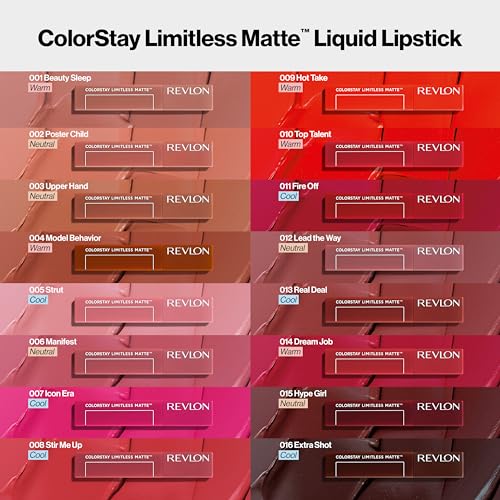 REVLON Lipstick, ColorStay Limitless Matte Liquid Lipstick, Vegan Formula, No-Budge Matte, Longwear Lipstick, Long Lasting, Lightweight/Comfortable, Waterproof, 007 Icon Era, 0.17 fl oz