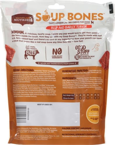 Rachael Ray Nutrish Soup Bones Dog Treats, Beef & Barley Flavor, 6 Bones