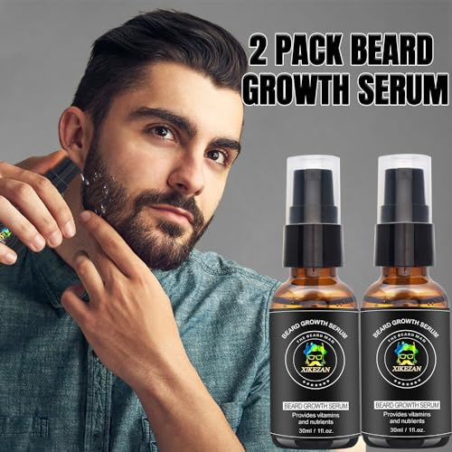 XIKEZAN Beard Kit - Includes Beard Wash, Serum (2 Pack), Oil, Balm, Comb, Brush, Scissors, Bag, E-Book - Ideal Stocking Stuffer Gifts for Men, Him,Boyfriend Husband,Dad