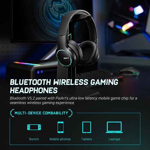 Edifier Hecate G2BT Wireless Gaming Headset for Mobile Phones/Tablets/Laptops/Switch, Noise Cancelling Bluetooth Headphones with Dual Microphones, Ultra Low Latency, Dual Modes, RGB Lighting -Black