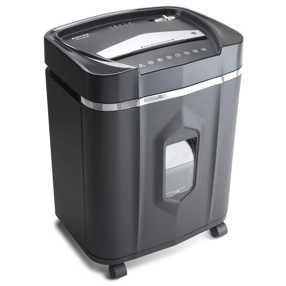 Aurora AU1640XA Anti-Jam 16 Sheet Crosscut Paper/CD and Credit Card/ 5 Gal Pullout Basket Shredder, 30 Minutes Continuous Run Time