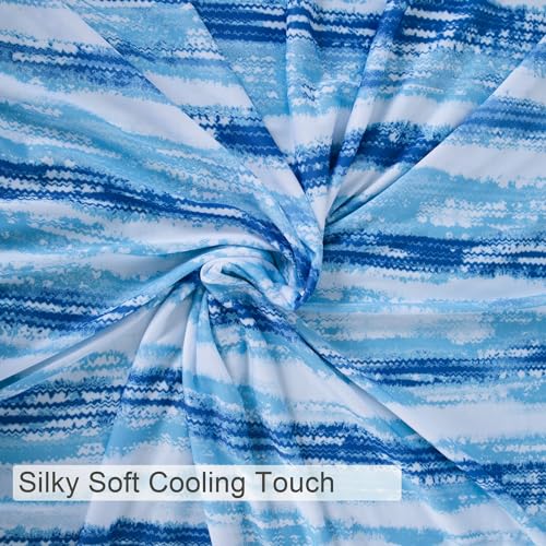 YINFUNG Blue Cooling Blanket for Hot Sleepers Tie Dyed Summer Blanket Night Sweat Silky Arc Chill Cold Blanket for Hot Flashes Coastal Q-max 0.5 100% Rayon Derived from Bamboo Ombre Sea 60×80IN