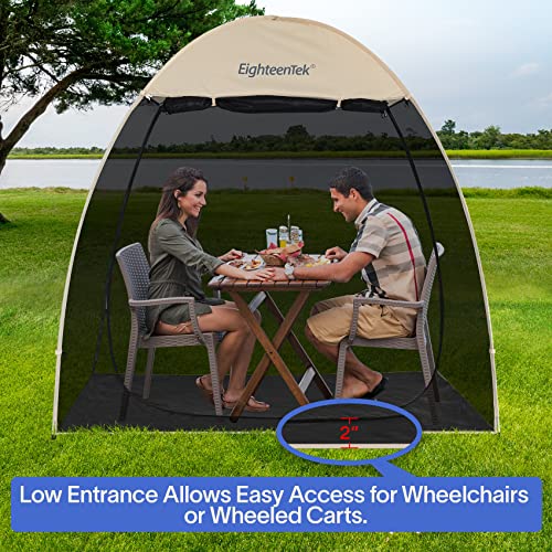 EighteenTek Mosquito Tent pop up Outdoor for Couple Lovers - Weatherproof pods 2 Person - Sun Shade Shelter Mesh Walls 7’x4’x6.5’H Beige