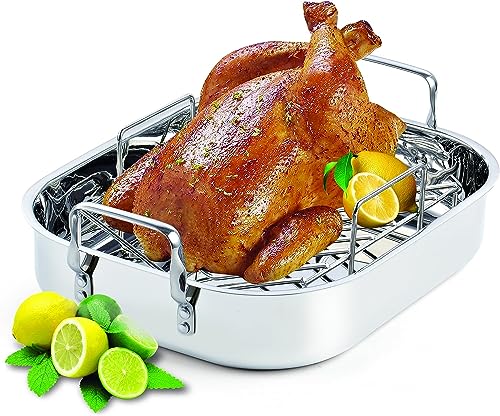 Cooks Standard 14-Inch by 12-Inch Stainless Steel Roaster with Rack, Rectangular