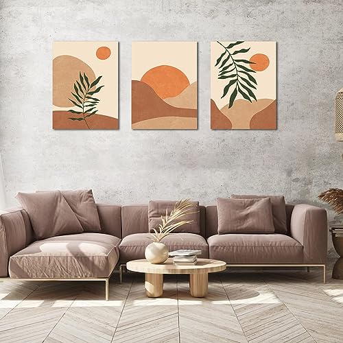 Mid-Century Modern Boho Wall Art Decor - Framed Prints for Living Room, Bedroom, Bathroom, Office - 12x16inch