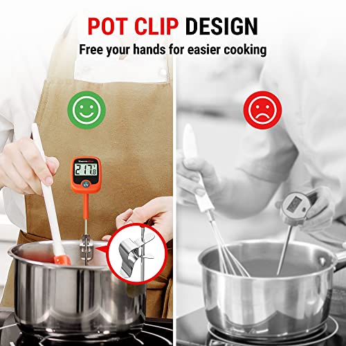 ThermoPro TP509 Candy Thermometer with Pot Clip, Instant Read Meat Analog Thermometer with LCD, Cooking Oil Thermometer Deep Frying Thermometer for Candy Maple Syrup Grease Cheese Sugar Brewing Making