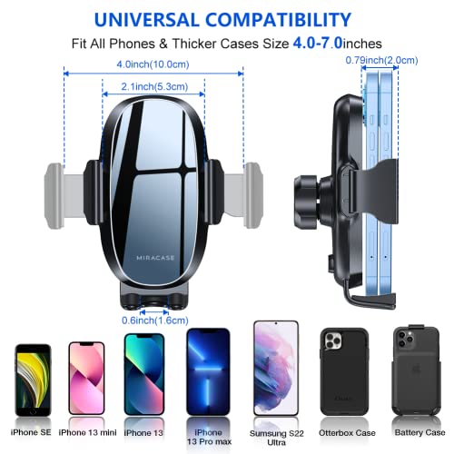 Miracase Phone Holders for Your Car with Newest Metal Hook Clip, Air Vent Cell Phone Car Mount, Hands Free Universal Automobile Cradle Fit for iPhone Android and All Smartphones, Classic Black