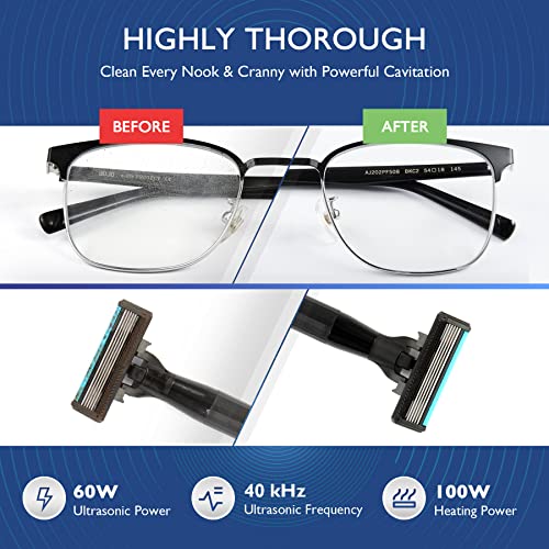 CREWORKS 2L 60W Ultrasonic Cleaner Machine, Professional Jewelry Cleaning Machine with Heater & Timer, Digital Ultrasonic Cleaner for Watch Glasses Retainer Denture Parts Cleaning, 5.9"x5.3"x4" Tank