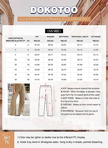 Dokotoo Corduroy Cargo Pants Women Wide Leg Baggy High Waisted with 6 Pockets Casual Pants Basic Womens Clothing,Apricot 6