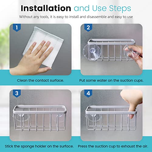 HLOOL Sponge Holder for Kitchen Sink, Kitchen Sink Sponge Holder, Kitchen Sink Caddy,Dish Sponge Holder （Mat Silver）