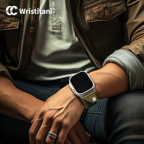 Wristitani Compatible With Band, 49mm 45mm 44mm 42mm 41mm 40mm 38mm Replacement Straps for iWatch Series Ultra/8/7/6/SE/5/4/3/2/1 for Men Women (ArmyGreen, 42/44/45/49mm)
