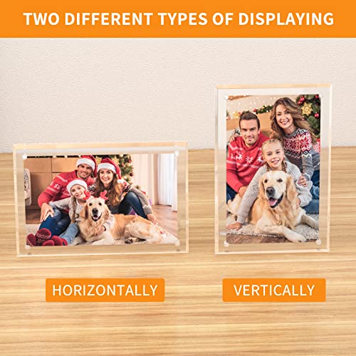 NIUBEE 4x6 Picture Frame, Acrylic Clear Photo Frame with Magnets for Tabletop Display, 2 Pack