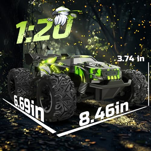 DEERC Remote Control Car, 2.4Ghz Glowing RC Cars W/ 2 Rechargeable Batteries for 40 Min Play, All Terrain Off-Road Monster Truck Toys for Boys Kids Age 4-7 8-12 Birthday Xmas Gift